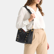 Load image into Gallery viewer, Daniel Medium- Black/ Gold with Red Zipper