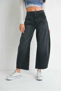 JBD Washed Black Barrel Jeans