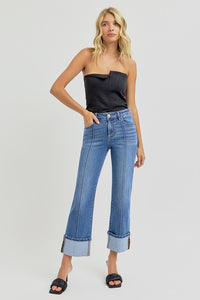 High Rise Ankle Cuff Jeans