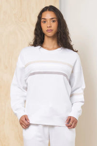 Striped Burnout Fleece Crewneck