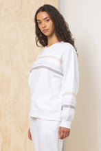 Load image into Gallery viewer, Striped Burnout Fleece Crewneck
