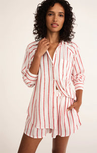 Perfect Linen Striped Top (red)
