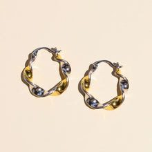 Load image into Gallery viewer, Mixed Metal Twist Hoop Earrings
