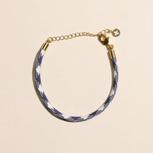 Load image into Gallery viewer, Navy &amp; White Paracord Bracelet (small)
