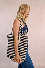 Load image into Gallery viewer, Striped Braided Woven Tote Bag
