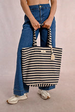 Load image into Gallery viewer, Striped Braided Woven Tote Bag
